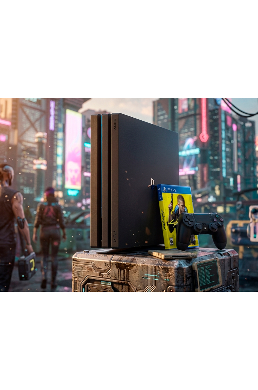 Playstation 4 Pro (1TB) + Диск (Cyberpunk 2077)